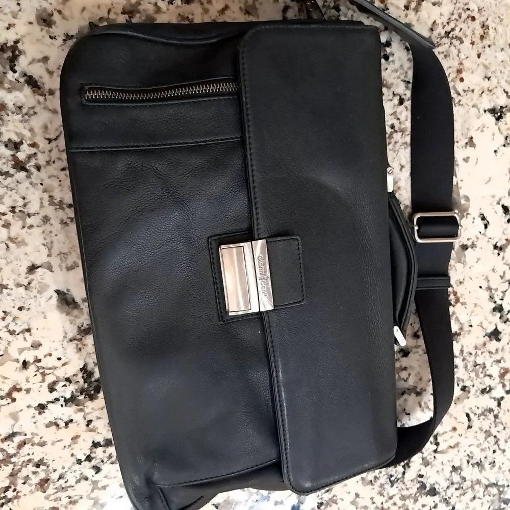 Vintage Gianni Conti Briefcase black leather bag satchel Italy‎ document case
